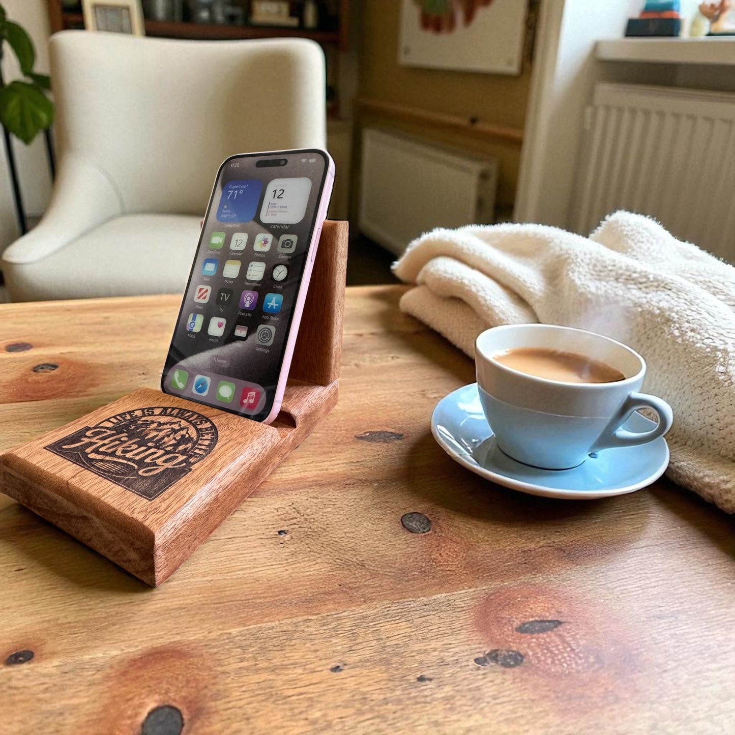 Birch cell phone holder